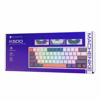 Machenike K500-B61 Vadu mehāniskā spēļu tastatūra ar apgaismojumu Blue Switch - zils un balts
