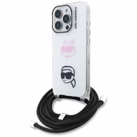 Karl Lagerfeld IML Crossbody Karl&Choupette Head Maciņš for iPhone 16 Pro - balts