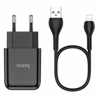 Lādētājs Hoco USB A 2A 10W + Kabelis USB A uz Lightning N2 melns