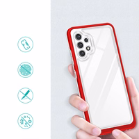 Caurspīdīgs 3in1 viedtālruņa apvalks Samsung Galaxy A32 5G rāmja gēla vāks sarkans