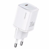 USAMS Tīkla lādētājs CC251 30W GaN USB-C Fast Charging HC Series balts CC251TC02