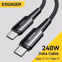 USB Kabelis Essager "Ultra" Dark Pelēks "Type-C / Type-C" 100cm (up to 240W!!!)