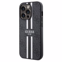 Guess 4G Printed Stripes Magnētiskais viedtālruņa apvalks iPhone 15 Pro Max - melna