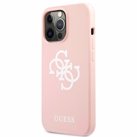 Guess silikona 4G logotipa viedtālruņa apvalks iPhone 13 Pro Max 6.7" - rozā