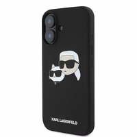Karl Lagerfeld silikona viedtālruņa apvalks Nauble Heads Print Magnētiskais iPhone 16 Plus - melns