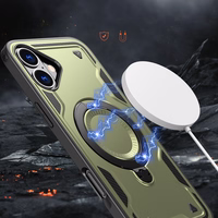 Hybrid Armor Trendy viedtālruņa apvalks ar MagSafe iPhone 16 - zaļš