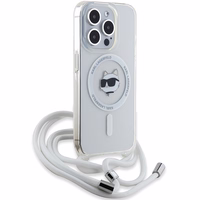 Karl Lagerfeld IML Choupette Head & Cord magnētiskais viedtālruņa apvalks iPhone 15 Pro - caurspīdīgs