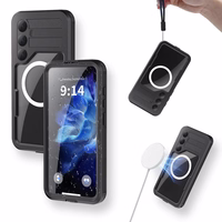 Ūdensizturīgs apvalks SHELLBOX MARS ar metāla gredzenu, paredzēts SAMSUNG S25 Plus, melns