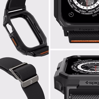 Spigen Lite Fit Pro apvalks ar siksniņu Apple Watch 4/5/6/7/8/9/SE (44/45 mm) - matēts melns