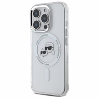 Karl Lagerfeld IML Metal Karl&Choupette Head magnētiskais viedtālruņa apvalks iPhone 16 Pro Max - balts