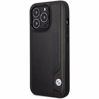 Viedtālruņa apvalks BMW BMHCP14L22RBDK iPhone 14 Pro 6.1 - melns ādas zilu punktu raksts