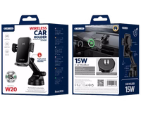 JELLICO auto turētājs ar bezvadu uzlādi W20 15W Melns