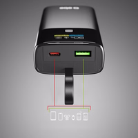 SBS 10000mAh PD 20W portatīvais lādētājs ar LCD ekrānu un iebūvētu USB-C kabeli - pelēka