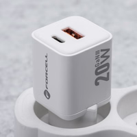 FORCELL F-ENERGY Mini GaN III VT-35A ceļojumu lādētājs ar 1 x Type C + 1x USB A ligzdām, PD QC4.0 20W balts