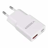 VEGER sienas lādētājs USB A + USB C QC PD 30W 30W1A1C balts