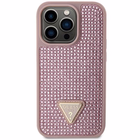 Guess GUHCP14LHDGTPP iPhone 14 Pro 6.1" rozā rozā Kietais vāciņš Rhinestone Triangle