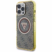 Guess IML Metal Glitter 4G Circle Triangle magnētiskais viedtālruņa apvalks iPhone 16 Pro Max - brūns