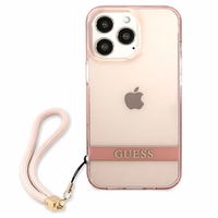 Guess caurspīdīga siksna apvalks iPhone 13 Pro / 13 6.1" - rozā