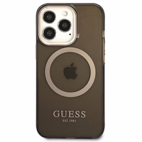 Guess Gold Outline caurspīdīgs Magnētiskais MagSafe viedtālruņa apvalks iPhone 13 Pro / iPhone 13 - melns