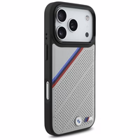 BMW M Tricolor Metal Logo MagSafe viedtālruņa apvalks iPhone 17 Pro - pelēks