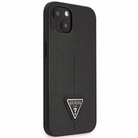 Guess GUHCP14MPSATLK iPhone 14 Plus 6.7 "melns/melns cietais apvalks SaffianoTriangle Logo