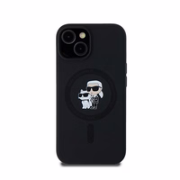Karl Lagerfeld silikona Karl&Choupette magnētiskais viedtālruņa apvalks iPhone 15 Plus / 14 Plus - melns