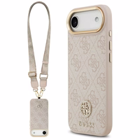 Guess 4G Strass Logo & Big Strap Metal Buttons Magnētiskais viedtālruņa apvalks iPhone Air - rozā