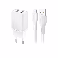 Lādētājs Awei C15L-EU 10W 2xUSB-A + USB-A uz Lightning kabelis 1.0m balts
