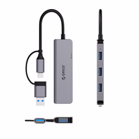 Orico YSA5-U3 USB-A/USB-C Hub dokstacija 3x USB-A 2.0 + 1x USB-A 3.0 - pelēka