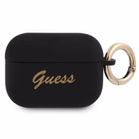 Guess GUAPSSSK AirPods Pro apvalks melns/melns Silikons Vintage Script