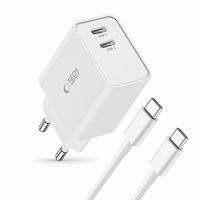 Tech-Protect C35W 2x USB-C PD 35W lādētājs ar USB-C / USB-C kabeli - balts