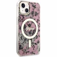 Guess GUHMP14MHCFWSP iPhone 14 Plus 6.7" rozā/rozā cietais apvalks Zieds Magnētiskais