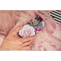 PURO Glam Geo Flowers - maciņš iPhone Xs Max (rozā Peonies)
