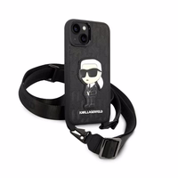 Karl Lagerfeld KLHCP14SSTKMK iPhone 14 6.1" melns/melns cietais apvalks Monogramma Ikonik Plāksteris