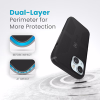 Speck Candyshell Grip MagSafe - iPhone 17e / 16e / 15 / 14 / 13 maciņš (melns / Slate pelēks)