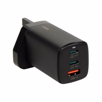 iBOX C-65 melns, GaN 65W universal charger UK plug