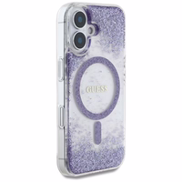 Guess HC Resin Bottom Glitter Magnētiskais viedtālruņa apvalks iPhone 16 - violeta