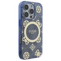 Guess GUHMP16XH4PYEEB iPhone 16 Pro Max 6.9" zils/zils cietais apvalks IML Peony On 4G Background Magnētiskais