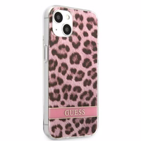 Guess GUHCP13SHSLEOP iPhone 13 mini 5.4" rozā cietais viedtālruņa apvalks Leopard