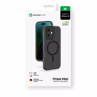 AmazingThing Titan Pro Mag viedtālruņa apvalks ar magnētisko gredzenu iPhone 16 - melns