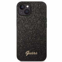 Guess Glitter Script viedtālruņa apvalks iPhone 14 Plus - melns