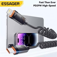 USB Kabelis Essager "Chuan4" melns 29W "Type-C / Lightning" 120cm