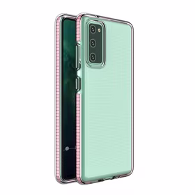 Viedtālruņa apvalks Spring Case – skaidrs TPU gel apvalks ar krāsainu rāmi, paredzēts Samsung Galaxy A72 4G – gaiši rozā apvalks