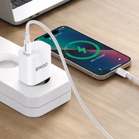 BWOO CDA159 PD wall lādētājs 20W 1x USB-C port + USB-C balts