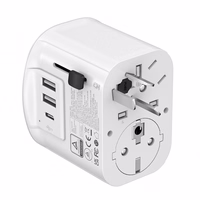 Gembird TPA-EU2A1C15-01-W Grounded universal travel power adapter, 15 W, balts