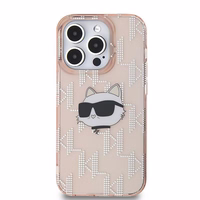 Karl Lagerfeld IML Choupette galvas un monogrammas apvalks iPhone 14 Pro Max - rozā