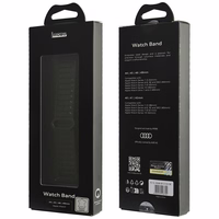 Siksniņa Audi Logo Genuine Leather Magnetic Ring priekš Apple Watch 44/45/46/49mm melns