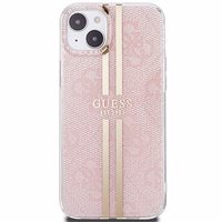 Guess IML 4G Gold Stripe viedtālruņa apvalks iPhone 15 Plus / 14 Plus - rozā
