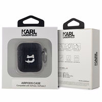 Karl Lagerfeld Monogram Choupette AirPods 1/2 apvalks - melns