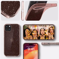 Spigen Liquid Crystal Glitter viedtālruņa apvalks iPhone 15 Plus - rozā/caurspīdīgs